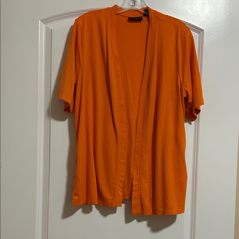 Susan Graver Orange Open Front Jacket